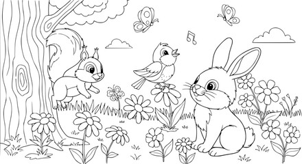 Fototapeta premium Nature Coloring Pages (Children's and Simple)generative ai
