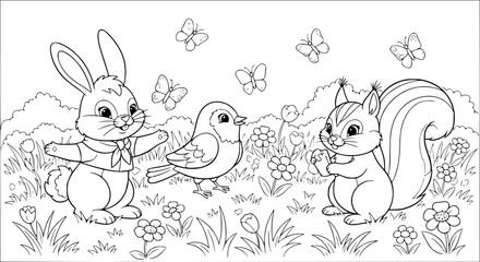 Nature Coloring Pages (Children's and Simple)generative ai