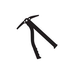 Ice axe silhouette vector flat illustration on white background.
