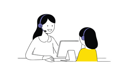 A customer service themed vector design featuring communication icons and elements related to support assistance and help suitable for websites presentations and marketing materials about