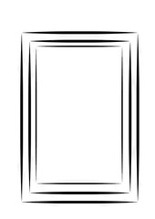 Empty picture frame with intricate borders in black and white design  on white background  