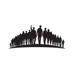 silhouetted crowd vector clip art doodle logo design illustration. people vector graphic collections.