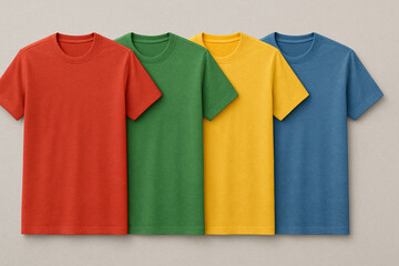 colourful t shirts on white background