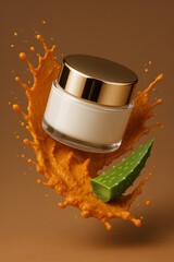 jar of cream with flash a turmeric paste and aloe vera