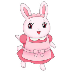 ウサギのカフェ店員のイラスト