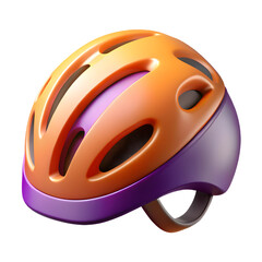 Fototapeta premium Orange and Purple Bicycle Helmet Safety Gear for Cycling isolated on transparent background