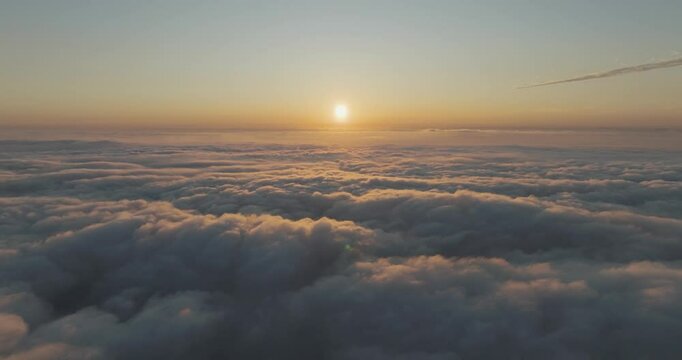 Aerial view of a sunset as seen from the plane, Salerno, Campania, Italy.