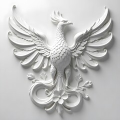Stunning 3D carved phoenix bird wall art high resolution picture