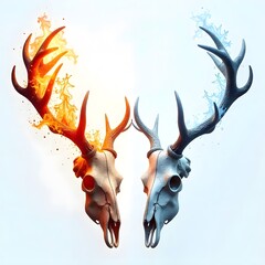 Surreal Deer skull concept of fire and frost high resolution picture