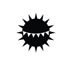 Black silhouette of a spiky sun with jagged teeth icon