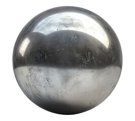 A silver ball with a reflective surface