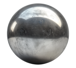 A silver ball with a reflective surface