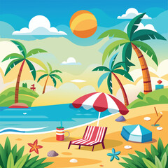 tropical beach with palm trees and sea, tropical beach with palm trees and sun, beach with palm trees