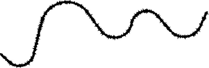 A line with staggered curves that create sharp interruptions, forming a jagged path.