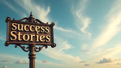 Motivational Sign Reading "Success Stories" Against a Clear Sky