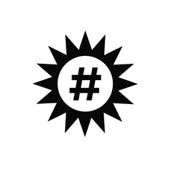Obraz premium Black sun with hashtag symbol icon on white vector