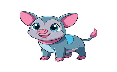 Charming Cartoon Creature A Delightful Hybrid of Pig and Dog Radiating Playfulness and Joyful Innocence In A Whimsical Artistic Style