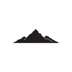 Mountain range silhouette vector flat illustration on white background.
