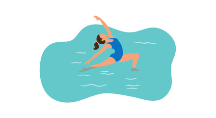 Female Aqua yoga performing a in water  