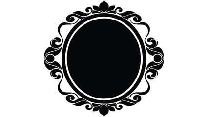 Elegant Black and White Circular Frame with Ornate Floral Design Perfect for Logos, Monograms, and Invitations