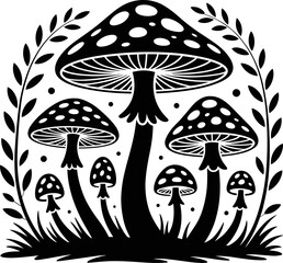  Decorative Mushroom Silhouette Vector – Forest Fungi Clipart Art