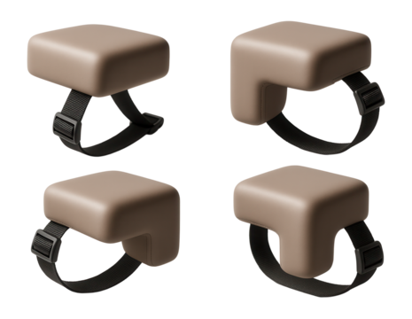 Corner cushions with adjustable straps for securing to large, square furniture in family rooms.