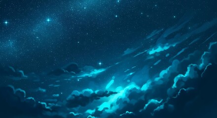 Enchanting Celestial Canvas A Captivating Night Sky Filled with Twinkling Stars and Wispy Clouds