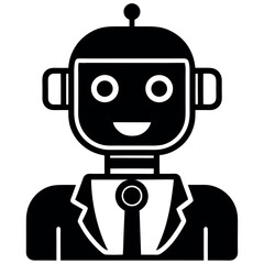 Smiling Robot in a Suit Illustration Represents Business or Technology Concept