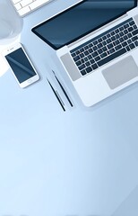 Workstation with laptop phone and accessories
