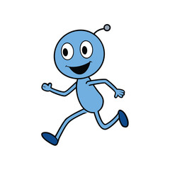 Cartoon Alien on the Run A Playful Illustration of a Cute Extraterrestrial Character Hurrying Along with Joyful Expression