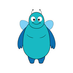 Cute Cartoon Insect Character with Wings A Cheerful and Whimsical Design for Children's Illustration and Animation Projects