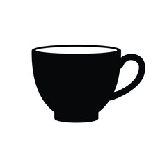 Black silhouette of a teacup with handle on white vector