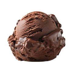 A scoop of chocolate ice cream, chocolate gelato isolated on a white background