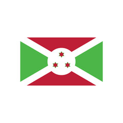 Illustration of the burundi flag with red and green sections and three red stars in the center