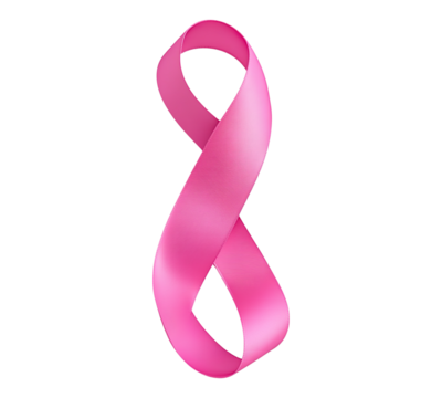 A pink ribbon with the number 8 on it