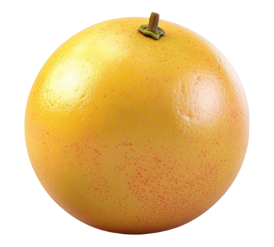 A large orange with a green stem