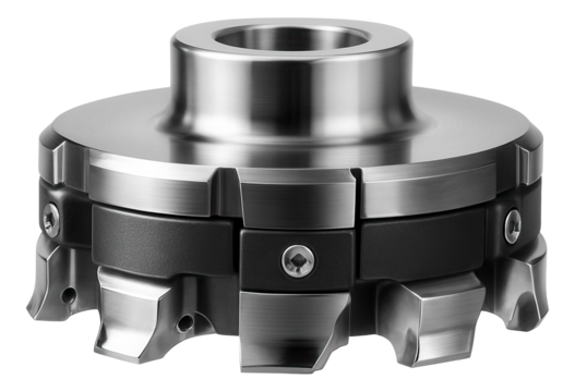 Shell end mill cutter head with a modular design for easy tool changes in a production line.