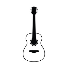 Fototapeta premium Black silhouette of an acoustic guitar icon music instrument