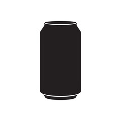 Black Can of beer silhouette vector illustration on white background
