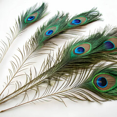 Obraz premium A majestic peacock on a white background.