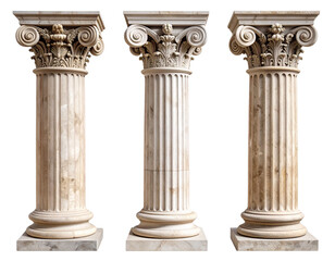 Obraz premium Set of Decorative Ancient Columns in Varying Styles (Doric, Ionic, Corinthian), PNG