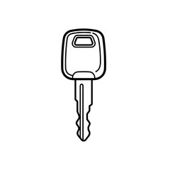 Single key with plastic head in black and white