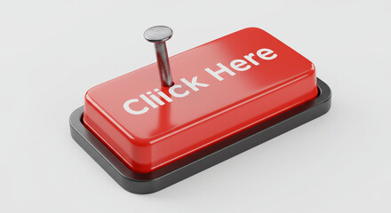Red click button with text on white background  