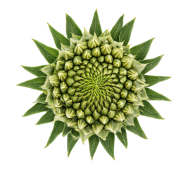 A large green flower with many small green flowers on it