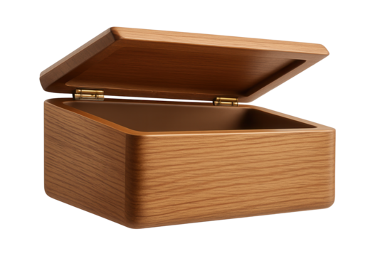 Wooden storage box with a hinged lid for keeping books in a study.