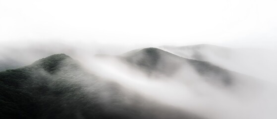 Obraz premium Misty mountains shrouded in thick fog