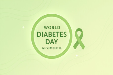 Modern Poster for World Diabetes Awareness Day – green Ribbon Layout
