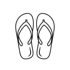 Simple black outline drawing of beach flip flops on white background