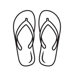 Simple outline style illustration of flip flops summer footwear design element