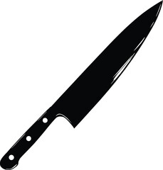 black and white hand-drawn chef knife silhouette — minimalist culinary icon for cooking, food prep, and kitchen design themes